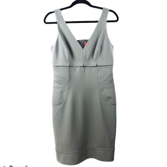 Zac Posen Grey V Neck Panel Dress US 6 - Picture 2 of 9
